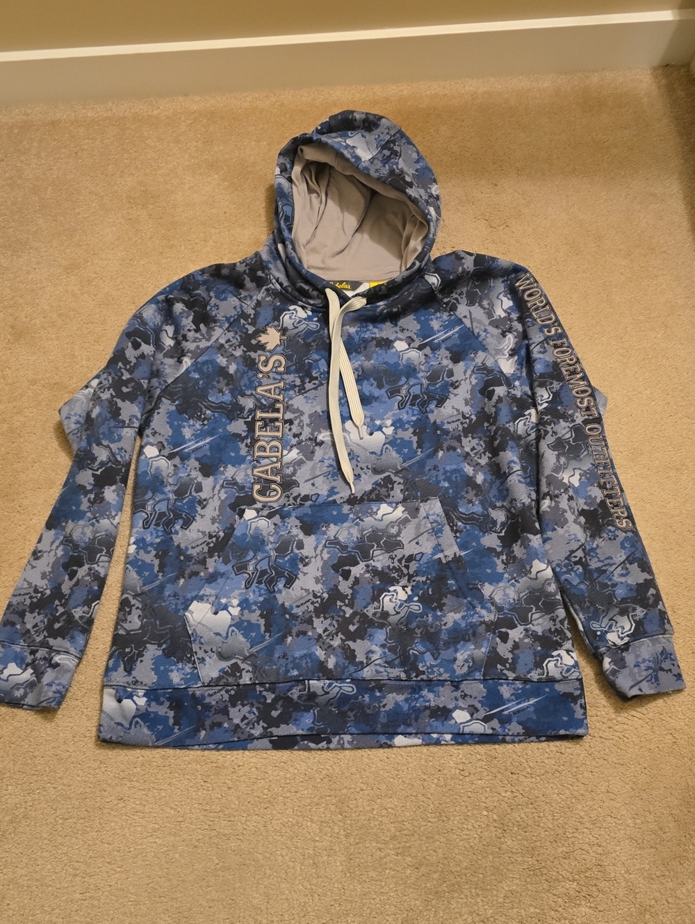 Cabela’s Blue Digital Camo "World's Foremost Outfitter" Hoodie - Size M